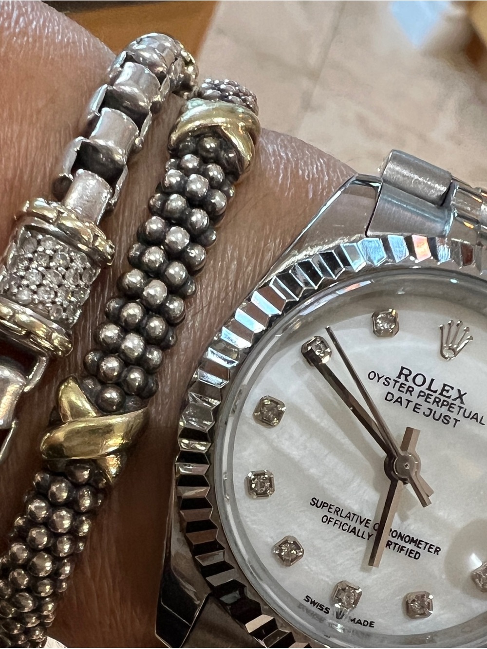LAGOS Two-Tone Three Station Caviar X Bracelet